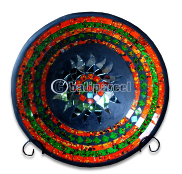 Mosaic Round Bowl Set Of 3, Handmade From Terracotta And Glass