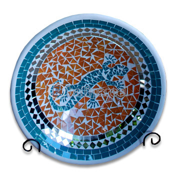 Mosaic Round Bowl Set Of 3, Handmade From Terracotta And Glass