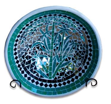 Mosaic Round Bowl Set Of 3, Handmade From Terracotta And Glass