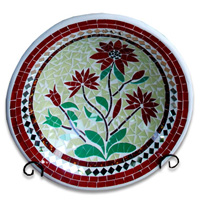 Mosaic Round Bowl Set Of 3, Handmade From Terracotta And Glass