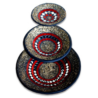 Mosaic Round Bowl Set Of 3, Handmade From Terracotta And Glass