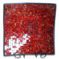 Mosaic Square Plate Set Of 3, Handmade From Terracotta And Glass