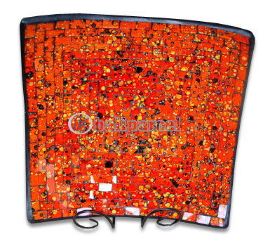 Mosaic Square Plate Set Of 3, Handmade From Terracotta And Glass