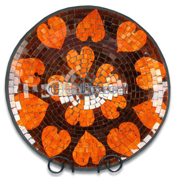 Mosaic Round Bowl Set Of 3, Handmade From Terracotta And Glass
