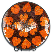 Mosaic Round Bowl Set Of 3, Handmade From Terracotta And Glass