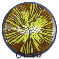 Mosaic Round Bowl Set Of 3, Handmade From Terracotta And Glass