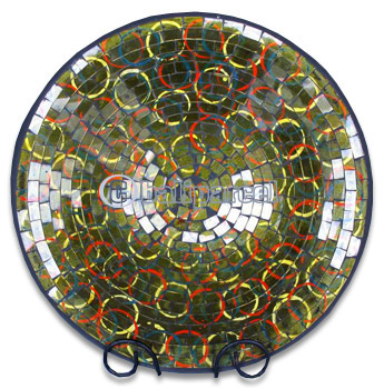 Mosaic Round Bowl Set Of 3, Handmade From Terracotta And Glass