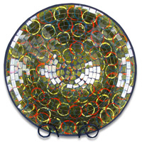 Mosaic Round Bowl Set Of 3, Handmade From Terracotta And Glass