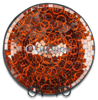 Mosaic Round Bowl Set Of 3, Handmade From Terracotta And Glass