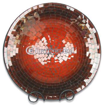 Mosaic Round Bowl Set Of 3, Handmade From Terracotta And Glass