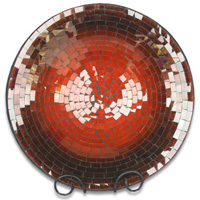 Mosaic Round Bowl Set Of 3, Handmade From Terracotta And Glass