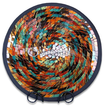 Mosaic Round Bowl Set Of 3, Handmade From Terracotta And Glass