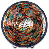 Mosaic Round Bowl Set Of 3, Handmade From Terracotta And Glass
