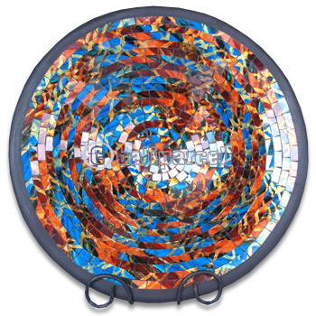 Mosaic Round Bowl Set Of 3, Handmade From Terracotta And Glass