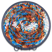 Mosaic Round Bowl Set Of 3, Handmade From Terracotta And Glass