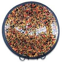Mosaic Round Bowl Set Of 3, Handmade From Terracotta And Glass