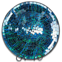 Mosaic Round Bowl Set Of 3, Handmade From Terracotta And Glass