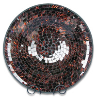 Mosaic Round Bowl Set Of 3, Handmade From Terracotta And Glass