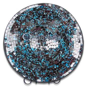 Mosaic Round Bowl Set Of 3, Handmade From Terracotta And Glass