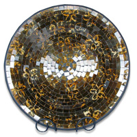 Mosaic Round Bowl Set Of 3, Handmade From Terracotta And Glass