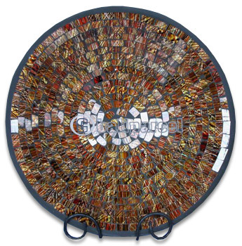 Mosaic Round Bowl Set Of 3, Handmade From Terracotta And Glass