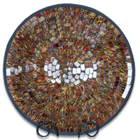 Mosaic Round Bowl Set Of 3, Handmade From Terracotta And Glass