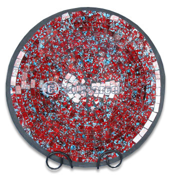 Mosaic Round Bowl Set Of 3, Handmade From Terracotta And Glass