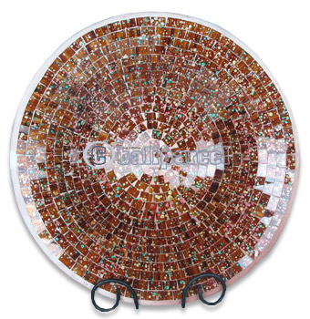 Mosaic Round Bowl Set Of 3, Handmade From Terracotta And Glass