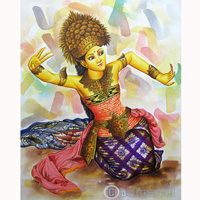 Balinese Dance Painting, Acrylic On Canvas