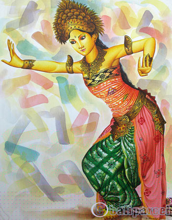 Balinese Dance Painting, Acrylic On Canvas