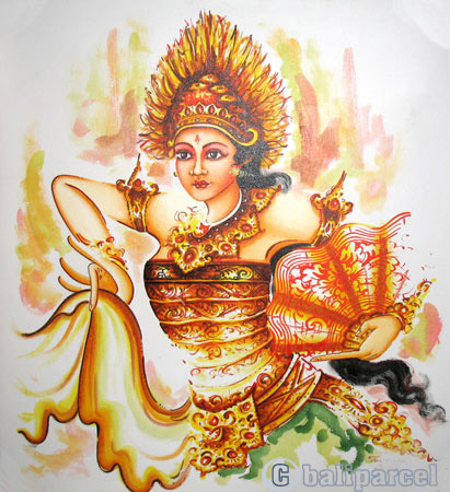Balinese Dance Painting, Acrylic On Canvas