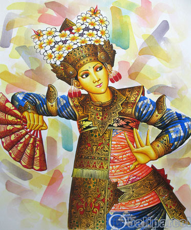 Balinese Dance Painting, Acrylic On Canvas