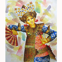 Balinese Dance Painting, Acrylic On Canvas