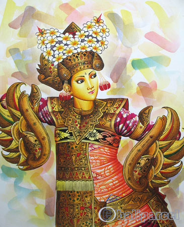 Balinese Dance Painting, Acrylic On Canvas