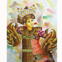 Balinese Dance Painting, Acrylic On Canvas