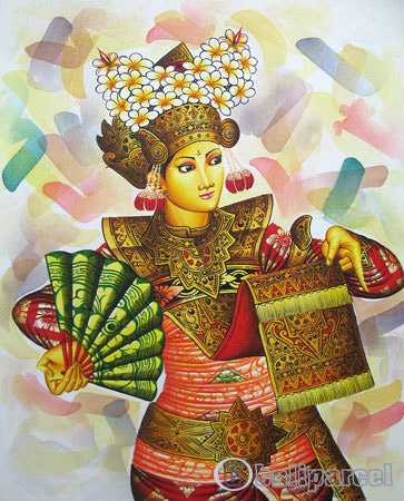 Balinese Dance Painting, Acrylic On Canvas