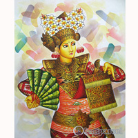 Balinese Dance Painting, Acrylic On Canvas