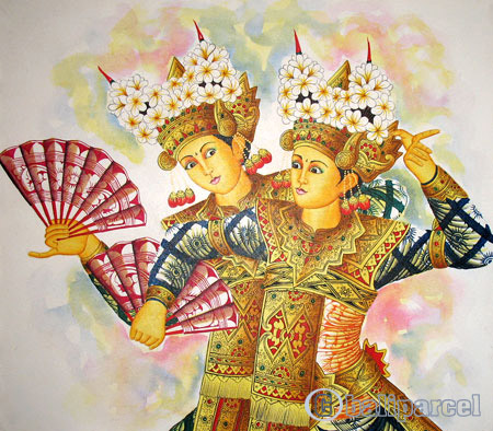 Balinese Dance Painting, Acrylic On Canvas