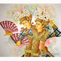 Balinese Dance Painting, Acrylic On Canvas