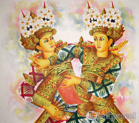 Balinese Dance Painting, Acrylic On Canvas