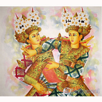 Balinese Dance Painting, Acrylic On Canvas