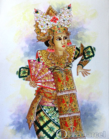 Balinese Dance Painting, Acrylic On Canvas