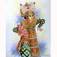 Balinese Dance Painting, Acrylic On Canvas