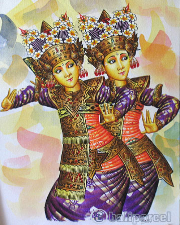 Balinese Dance Painting, Acrylic On Canvas
