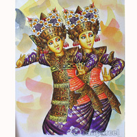 Balinese Dance Painting, Acrylic On Canvas