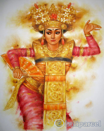 Balinese Dance Painting, Acrylic On Canvas