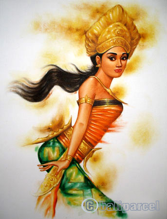 Balinese Dance Painting, Acrylic On Canvas