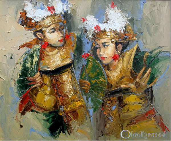Balinese Dance Painting, Acrylic On Canvas