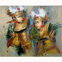Balinese Dance Painting, Acrylic On Canvas