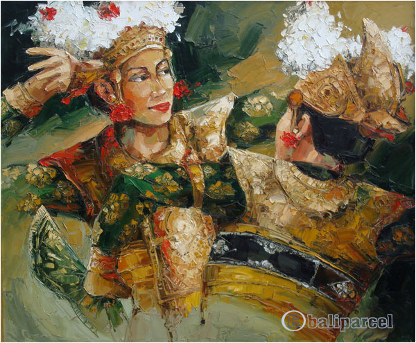 Balinese Dance Painting, Acrylic On Canvas